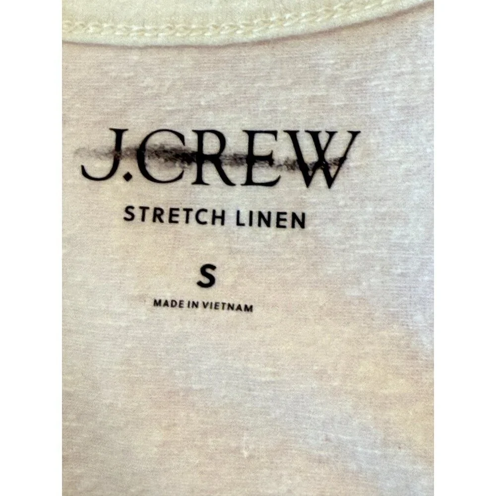J. Crew Woman's Henley Tank Top Ivory Buttons Stretch Linen Size S NWT
